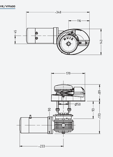 Muir Storm VR600 Vertical Stainless Steel Anchor Winch – 12V 600W Motor – Suits 6mm SL Chain and 12mm Rope (F101003)