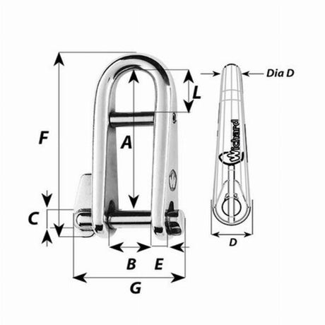 Wichard Key Pin Shackle with Bar 6mm 81433
