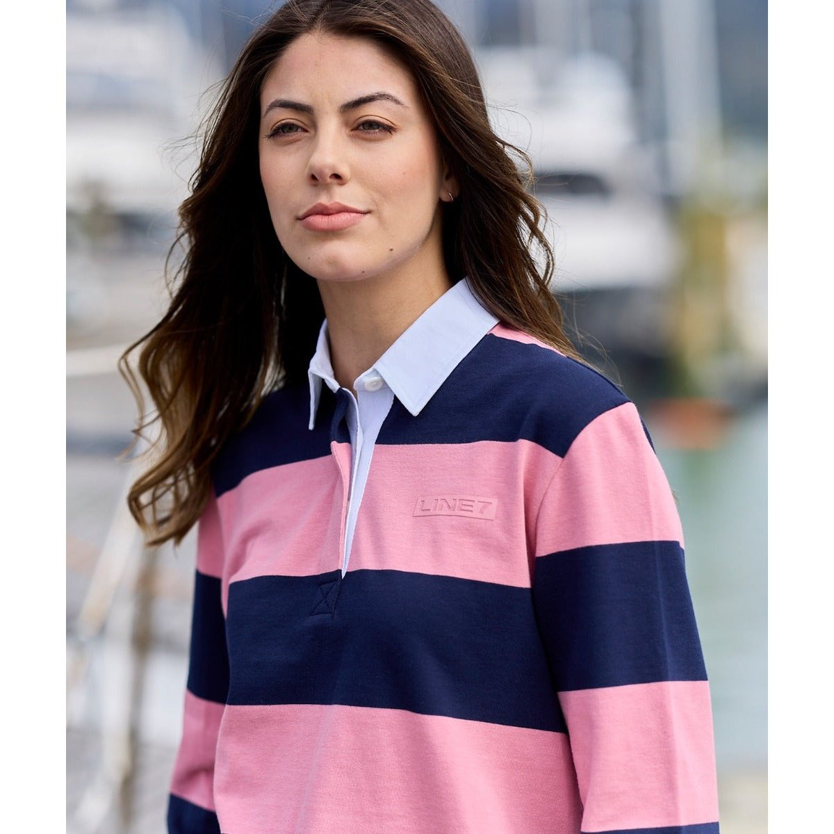 Line 7 WOMEN'S MASSEY LONG SLEEVE RUGBY TOP Pink