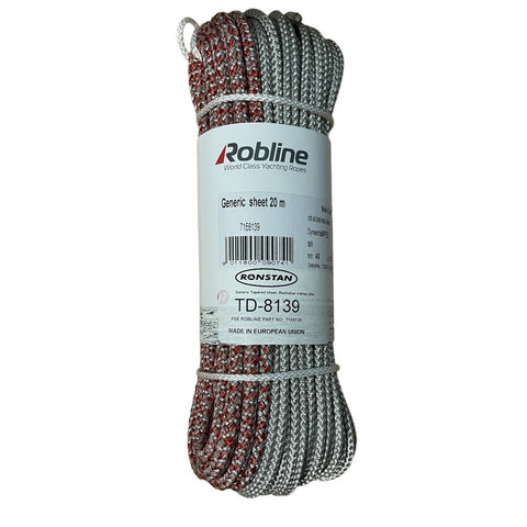 Robline Generic Tapered Sheet ,Red/Silver,4-6mm,20m