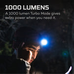 NEBO EINSTEIN 1000 Rechargeable 1000 Lumen Headlamp featuring Flex Fuel