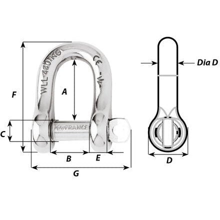 Wichard D Shackle 5mm captive pin