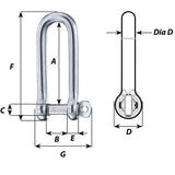 Wichard Long D shackle 4mm captive pin 1411