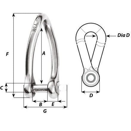 Wichard Twist shackle 6mm captive pin 1423
