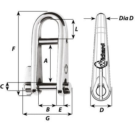 Wichard 5mm Key Shackle with bar